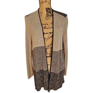 Eileen Fisher Wool Linen Open Cardigan Sweater Colorblock Gray Size XL, NEW